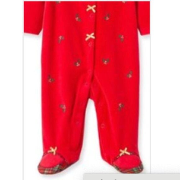 Little Me My First Christmas Velour embroidered Footie NWT size 6 months - Picture 3 of 14